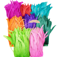Franges en plumes de coq de carnaval 10-45cm, tissu en dentelle teintée pour costumes de danse et accessoires de festival