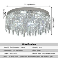 Lustre de plafond LED en acier inoxydable et cristal, tricolore, rectangulaire, pour salon, style allemand