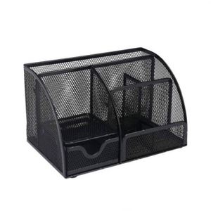 Desk Organizers and Accessories Metal Mesh Desktop Office Supplies with <b>6</b> Compartments and 1 <b>Drawer</b> Caddy Pen Holder - Product Image 2