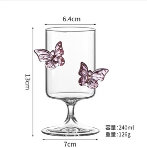 Copa de cristal de mariposa Rosa 3D romántica, copas de <span class=keywords><strong>vino</strong></span> de tallo a rayas elegantes para <span class=keywords><strong>vino</strong></span> tinto blanco, diseño bonito para el Día de San Valentín - Product Image 6