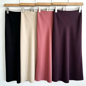 Custom High Quality Elastic Waist Casual Maxi Long Satin Nonwoven Comfortable A-Line Design <strong>Skirts</strong> For Women - Product Image 1