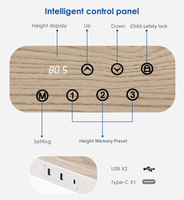 Bureau réglable en hauteur à double moteur pour bureau intelligent avec tiroir, bureau électrique en bois avec charge sans fil