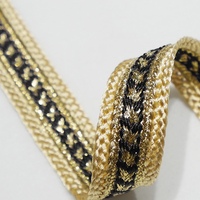 Ruban tressé décoratif en polyester personnalisé, nouveau, avec bordure fondu, ruban brodé, bande de fil d'or de 2,2 cm, robe arabe