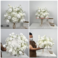 DKB Craft Handgefertigte Realistische Seiden-Kunstblumen Hochzeits-Blumendekoration Jadegrüne und Weiße Rosen Künstliche Blumenkugeln