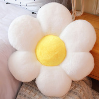 Coussin décoratif en fausse fourrure courte multicolore, motif tournesol tie-dye, design mignon