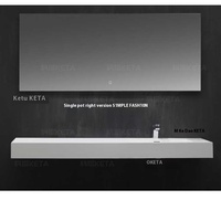 Lavabo mural rectangulaire blanc intégré moderne avec égouttoir en granit, facile à nettoyer, pour hôtel et villa