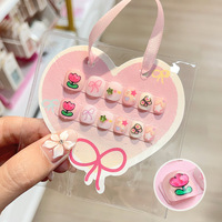 12 Pièces Faux Ongles Enfants à Presser, Mignons Accessoires 3D de Dessins Animés, Ongles Artificiels pour Enfants