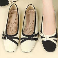 Mocassins plats Mary Jane à bout carré pour femmes, à enfiler, color block, en maille respirante, légers, décontractés et confortables pour l'été