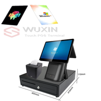 Caissier Pos Vente entière et paiement au détail 15.6 ''double systèmes de point de vente tout-en-un pour magasin de détail Machine de point de vente Android avec imprimante 80mm