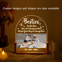 Lampe en acrylique personnalisée avec photo et base en bois de hêtre - Design personnalisé, cadeau idéal pour les enfants, la famille et les meilleurs amis