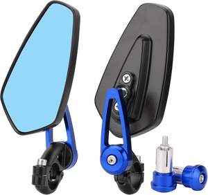 Ultra Bright Blue <b>Glass</b> Motorcycle <b>Mirrors</b> for 22mm Handlebars with Wide View Angle and Corrosion Resistant Finish - Product Image 3