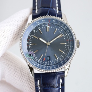 Men's Business Casual <b>Automatic</b> Mechanical Watch Blue Dial Leather Strap Calendar Display Waterproof Analog <b>Wristwatch</b> - Product Image 1