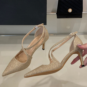 Women's Luxury Pearlescent High Heels Summer Women's Shoes Wedding Pointed High Heels Buckle Quality Bridal <b>Sandals</b> - Product Image 3