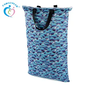 婴儿湿包防水可再湿包印花口袋尿布储物袋旅行湿干包迷你尺寸 28x35cm尿布袋