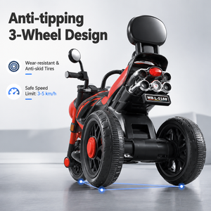 Triciclo Eléctrico para Niños de 3 Ruedas, Motocicleta con Luces LED, Música, Pedal, Batería, Juguete para Niños Pequeños, Certificado - Product Image 3