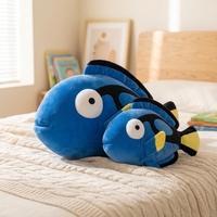 Peluche Poisson-Pieuvre Bleu, Jouet en Peluche Doux, Poupée Poisson de Dessin Animé avec Sangle pour Cadeau et Breloque de Sac