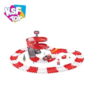 Pista per Auto <span class=keywords><strong>Puzzle</strong></span> Multilivello Creativa Fai-da-Te con Babbo Natale - Giocattolo a Batteria al Litio in Plastica Marca KSF - Product Image 1