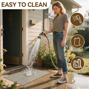 Tapete de Entrada Rectangular Antideslizante y Resistente a las Manchas, de Fibra de Poliéster con Patrón Geométrico para Uso Doméstico - Product Image 3