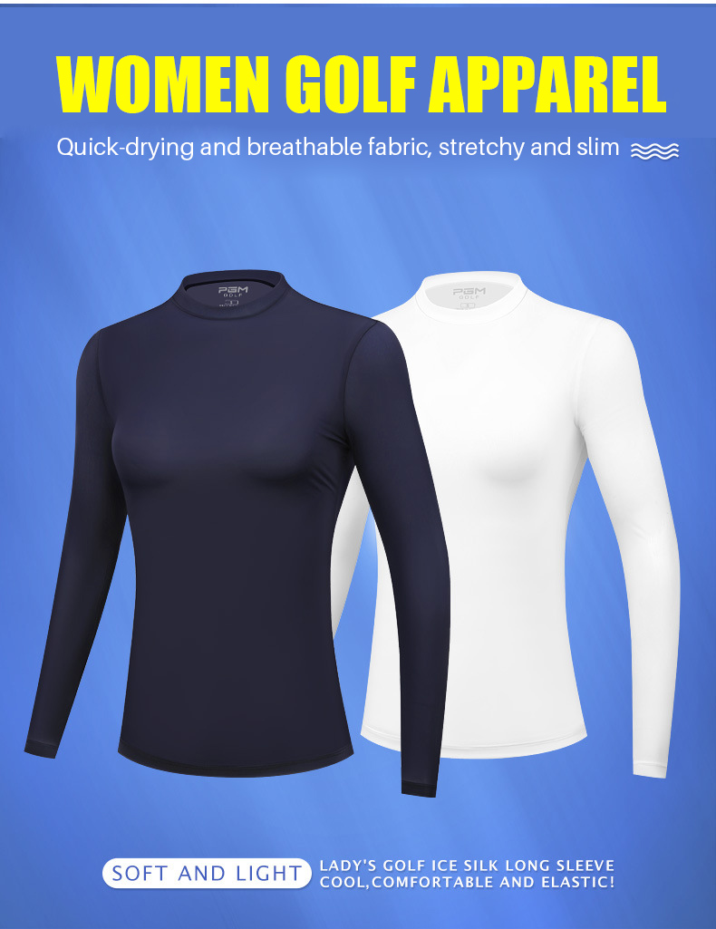 PGM YF303 womens long sleeve golf shirt custom logo golf spandex shirt