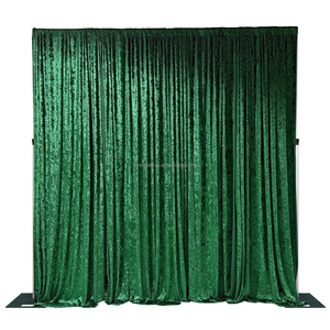 Lujo verde esmeralda 10 FT 12 FT 14FT terciopelo triturado telón de fondo cortinas cortina de terciopelo personalizado boda banquete eventos Decoración - Product Image 6