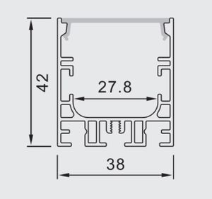 SDW3842M lampada lineare pendente profilo <span class=keywords><strong>LED</strong></span> 38MM <span class=keywords><strong>X</strong></span> 42MM, SET con copertura opale/lente in cristallo - Product Image 2