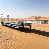 Semi-remorque porte-équipement à plateau surbaissé 3 essieux robuste pour le transport d'excavatrices, de bulldozers et de chargeuses pour usage industriel