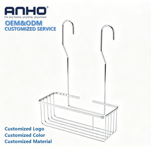 Cesta rectangular de alambre de <span class=keywords><strong>acero</strong></span> <span class=keywords><strong>cromado</strong></span> <span class=keywords><strong>con</strong></span> doble gancho de precisión y estructura de drenaje que evita la acumulación de <span class=keywords><strong>agua</strong></span> para baño - Product Image 1