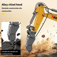 Excavatrice RC 3-en-1 en alliage 680 °   Camion de chantier télécommandé sans fil 2,4 GHz avec godet de terrassement pour enfants de 6 ans et plus