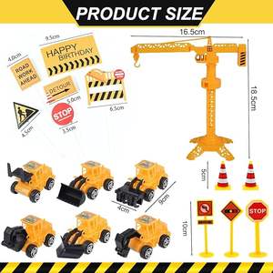 18 pezzi Set di decorazioni per torte da costruzione escavatore gru a torre Cupcake Topper traffico e cartello stradale decorazione festa di <span class=keywords><strong>buon</strong></span> <span class=keywords><strong>compleanno</strong></span> - Product Image 2