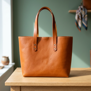 Pochette de soirée en cuir de buffle véritable pour femme, grande capacité, imperméable, légère, pliable, sacs de shopping à fermeture éclair, Saint-Valentin - Product Image 1