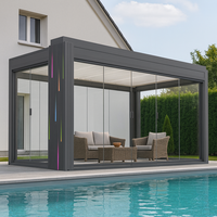 Pergola motorisée en aluminium bioclimatique toutes saisons avec panneaux solaires Pergola solaire photovoltaïque à persiennes pour arrière-cour/jardin
