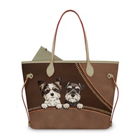 Nouveau produit : Sac fourre-tout 2-en-1 en PU avec imprimé graphique chien, sac à main assorti, sac à bandoulière tendance pour femme
