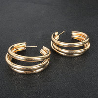 Boucles d'oreilles créole circulaire couleur or, d'oreilles en acier inoxydable, en forme rondes pour femmes, cadeaux pour femmes