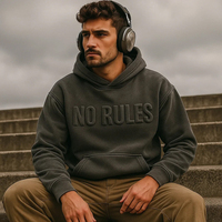 Sudadera con Capucha Extra Grande de Estilo Urbano Vintage para Hombre, Tejido Lavado, Logotipo en Relieve 3D, Personalizada, OEM
