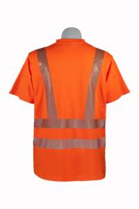 High Visibility <b>Orange</b> Reflective Safety <b>Polo</b> Shirt Short Sleeve Hi Vis Work <b>Polo</b> for Construction Traffic - Product Image 3