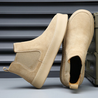 Bottines Chelsea classiques pour hommes en cuir véritable et daim, doublure simple en peluche, rehaussantes, pointures 38-44