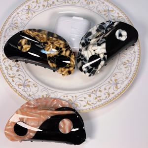 Nouveau potins demi-rond acide acétique épingle à cheveux Tai Chi Bagua éléments Totem épissage cheveux griffe grande pince - Product Image 2