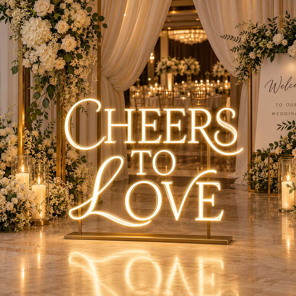 Led Signage Steel Customized LED Neon Letter Sign Frosted Acrylic Board Steel Base ...