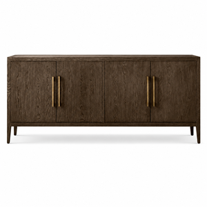 Buffet/Credenza moderne minimaliste en chêne cerisé à 4 portes pour salon, salle à manger, maison contemporaine - Product Image 6