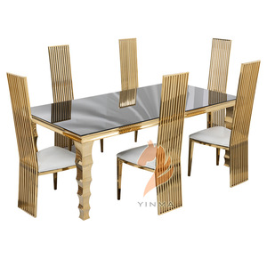 <span class=keywords><strong>Table</strong></span> à manger en bambou de luxe léger avec plateau en verre trempé transparent, finition dorée, <span class=keywords><strong>grande</strong></span> <span class=keywords><strong>table</strong></span> pour <span class=keywords><strong>20</strong></span> <span class=keywords><strong>personnes</strong></span>, expédition rapide depuis la Chine - Product Image 2