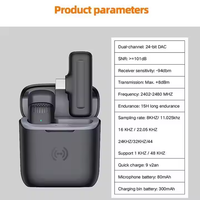 Système de microphone double à collier rabattable intégré J11, entrées foudre et USB-C et boîtier de batterie, adapté aux smartphones/
