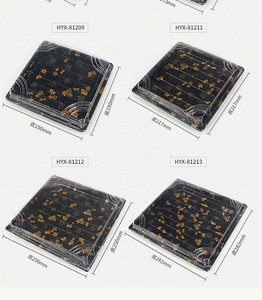 Boîte à <span class=keywords><strong>sushi</strong></span> et sandwich carrée durable en PET de qualité alimentaire, jetable, avec couvercle, de haute qualité, en forme de feuille d'or, pour emporter - Product Image 6
