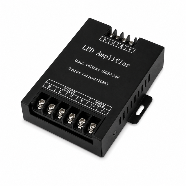 Heavy Duty 30A RGB LED Booster DC12V 24V Metal Shell 3 Channel 10A LED Signal Repeater for Multi RGB LED Strip Light Expansion