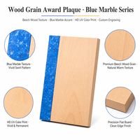 Placa de Madera Personalizada con Franja Azul, Certificado de Premio, Directo de Fábrica, Logotipo Grabado Personalizado, OEM, MOQ Bajo, Venta al Por Mayor Corporativa