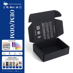 Boîte d'expédition noire personnalisée avec bande déchirable pour produits cosmétiques et de soin de la peau e-commerce – Emballage premium avec logo pour un déballage élégant - Product Image 1