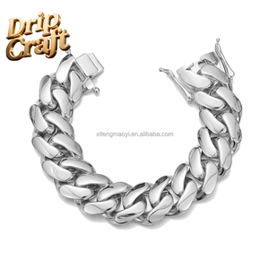 Chaîne cubaine fine en acier inoxydable 14K argent 10/12/14/16/18/20/22mm avec fermoir tête de <span class=keywords><strong>dragon</strong></span>, collier, bijoux en gros - Product Image 3