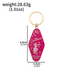 Porte-clés Motel Hôtel Signes du Zodiaque Horoscope Douze Constellations Breloques Astrologiques Signes du Zodiaque Porte-clés en Métal Émaillé 3D Anneau de Clés - Product Image 3