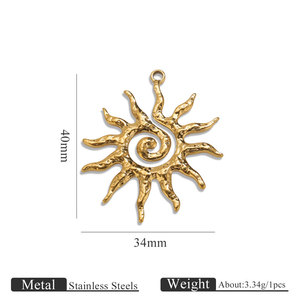 จี้พระอาทิตย์เคลือบทอง 14k 18k แบบกำหนดเองสำหรับงานทำเครื่องประดับ สร้อยข้อมือ สร้อยคอ ทำจากสแตนเลสสตีล 316L คุณภาพสูง - Product Image 6