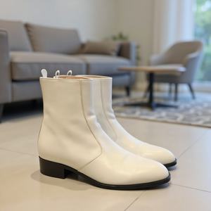 MOROSO Bottes <span class=keywords><strong>Chelsea</strong></span> pour hommes en cuir noir à la mode couleur unie Style de luxe classique hauteur de cheville augmentant bout pointu - Product Image 2