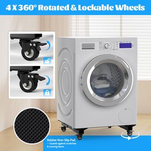 Chariot <span class=keywords><strong>à</strong></span> meubles 1500 LBS, robuste, réglable, en acier au carbone, avec 4 roues verrouillables pour lave-linge, réfrigérateur, sèche-linge, antidérapant - Product Image 3